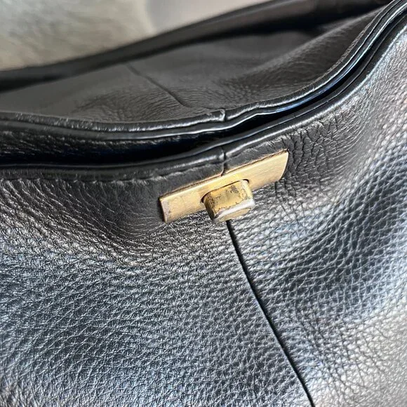 J. Crew Brompton Pebbled Leather Bag Black Shoulder Crossbody Boho - Picture 9 of 11